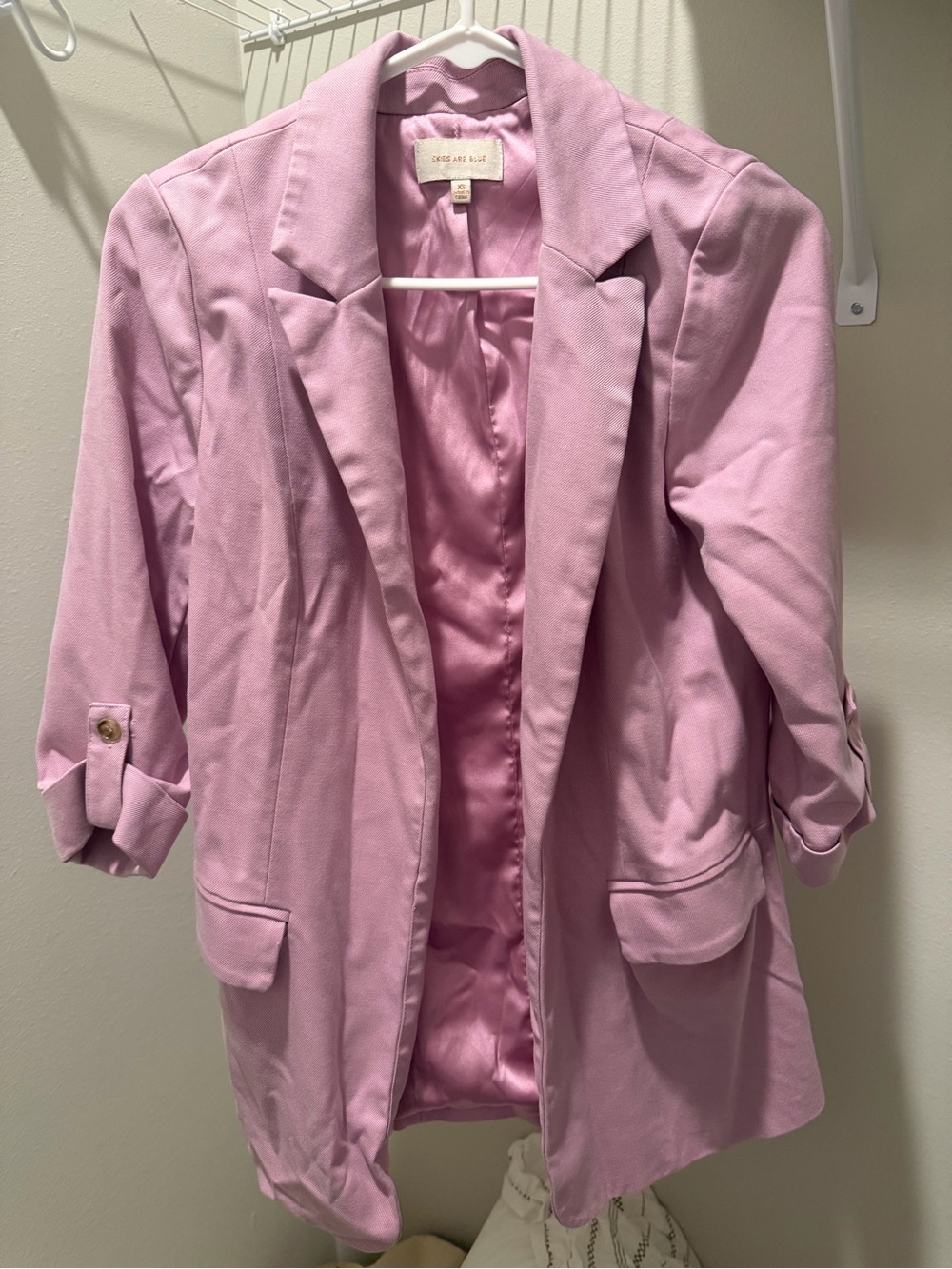Skies Are Blue Pastel Lilac Open-Front Blazer